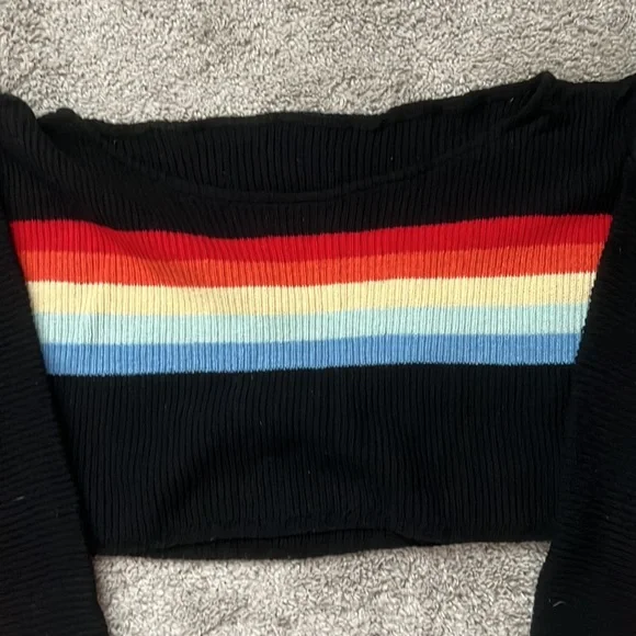 NWOT Crop Wide Arm Rainbow Sweater- Size Small/Medium - Picture 2 of 3